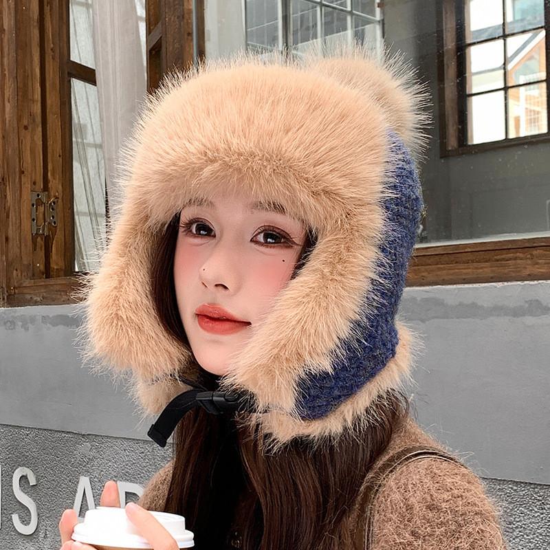 Winter Outdoor Warm Earflap Beanie With Plush Lining For Women And Men Style F