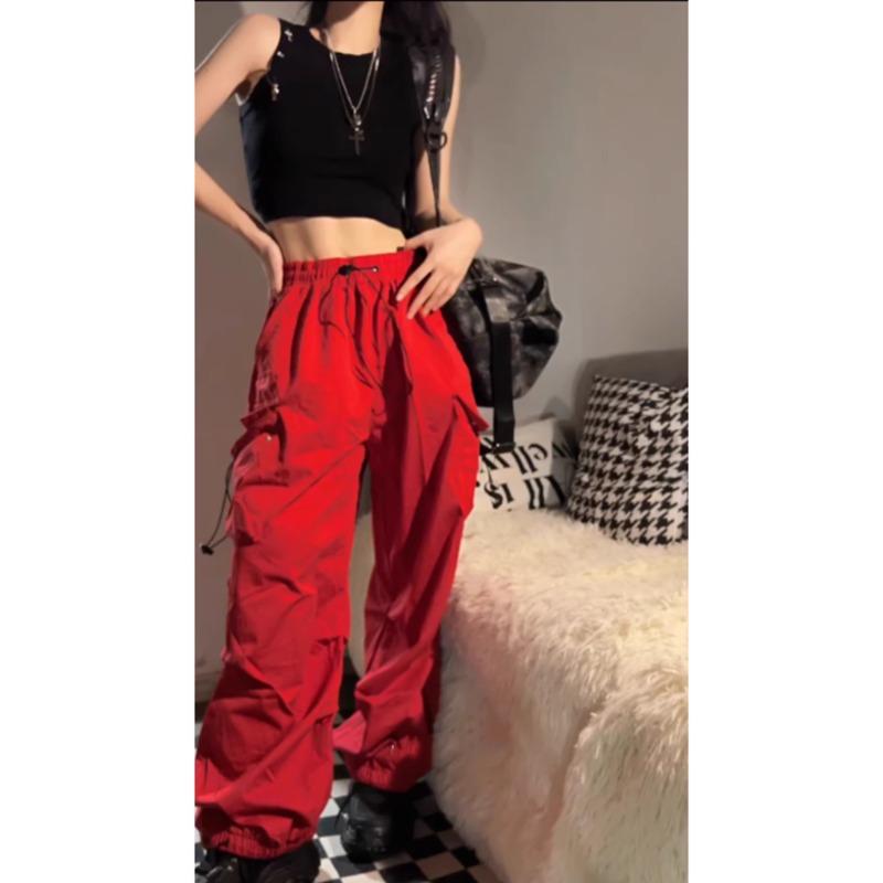 Freizeithose Damen High Waist und dünne Cargohose Frühling und Sommer Neu Vielseitige lockere gerade Hose