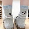 Winter and Autumn Kids' Knee-Length Cartoon Cat Paws Embroidered Chunky Stockings Thick Knit Cute Socks
