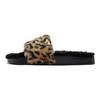 Puma Leadcat 2.0 Casual Soft Comfortable Rubber Sole Leather Patch Slide Sandals Women Sandals Black Yellow 385804-02