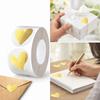 Transparent Heart Sticker Glowing Effect Heart Design Sealing Label Sticker Waterproof Gold Color Stationery Sticker