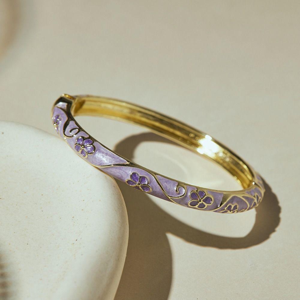 Emaliowana Vintage Bransoletka Cloisonne Tradycyjna Damska Bransoletka na Rękę Rękodzieło Kwiatowa Bransoletka Dziewczęta