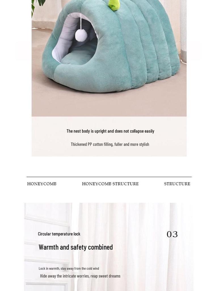 Four Seasons Plush Cat and Dog Bed - Warm, Cozy Nest for Small Pets