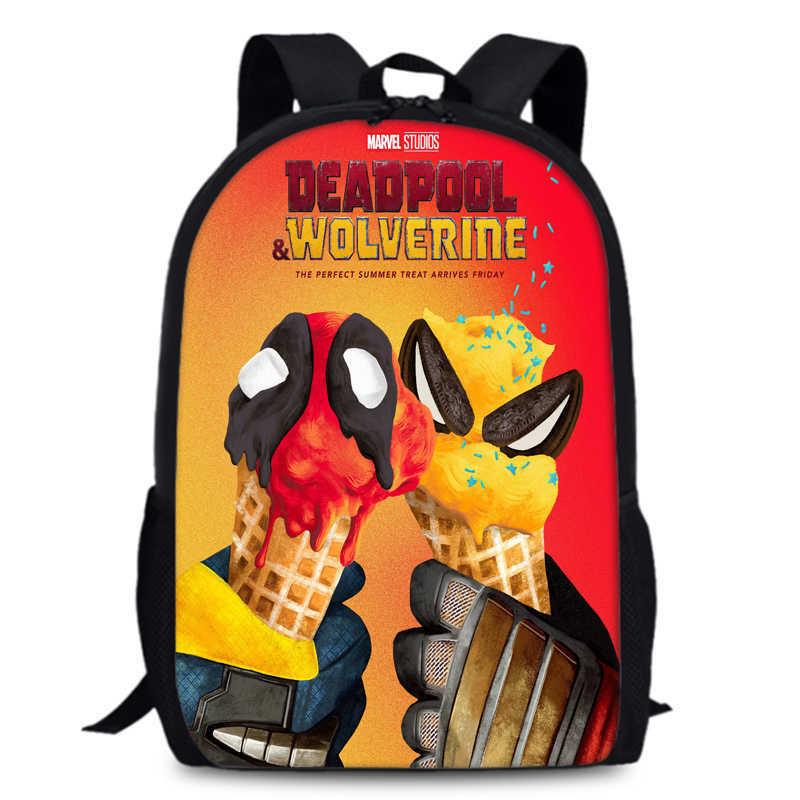 Deadpool And Wolverine Backpack Durable Oxford Fabric 15-inch Student Bag
