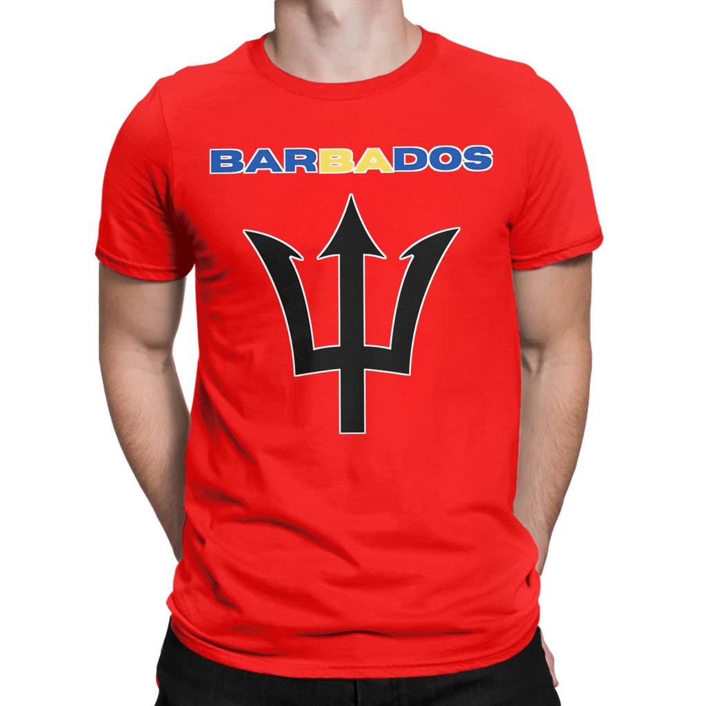 Printed Barbados Flag Barbadian T Shirt For Unisex Wounisex Cotton Tee Shirt Short Sleeve Tops