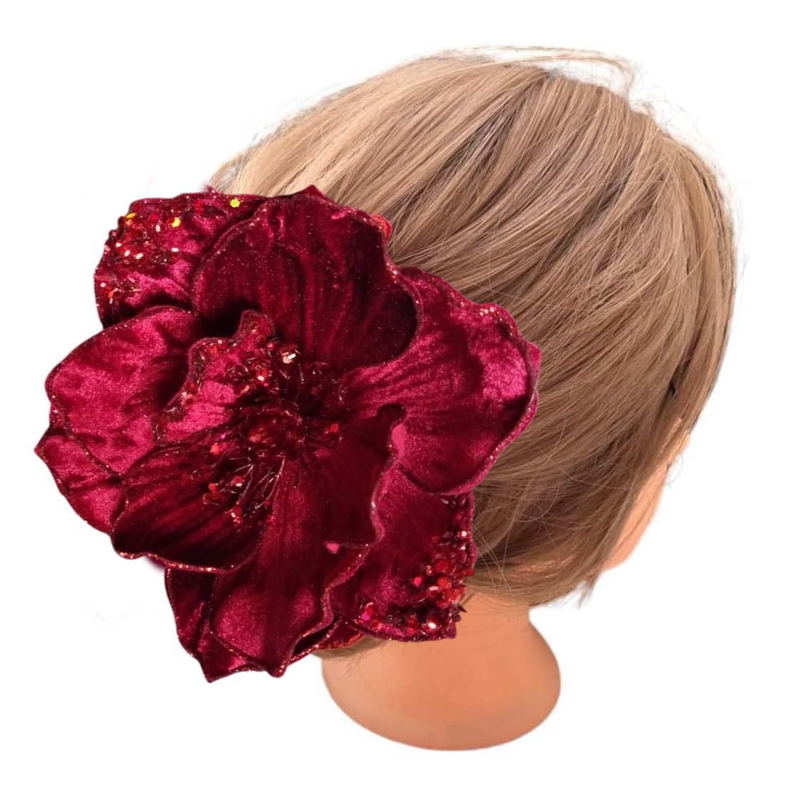 

[Lupine] Magnolia, 1 stem, Red, Luxurious Hair Ornament for Japanese Traditional Clothing, Weddings, Coming-of-Age Ceremonies, Graduations, and