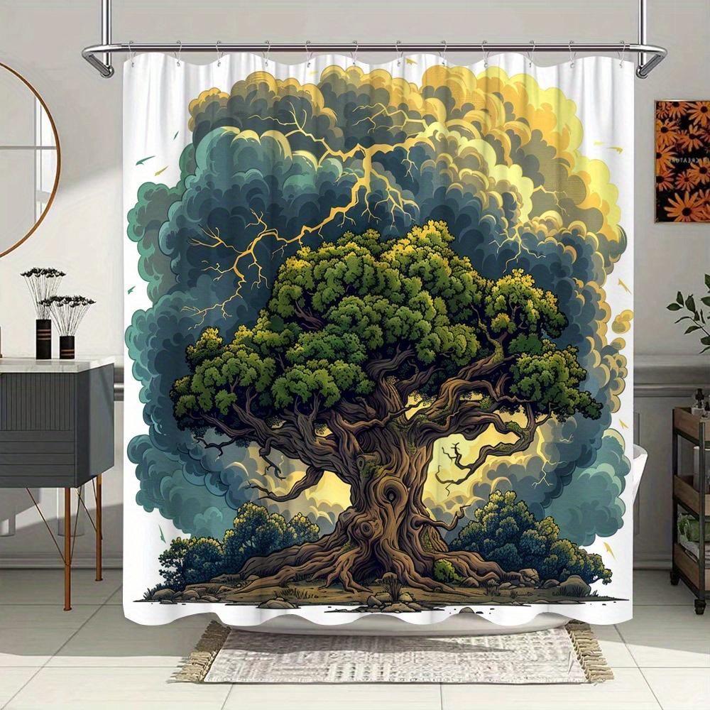 

Majestic Tree Of Life Waterproof Shower Curtain For Modern Bathroom Decor, Stylish And Durable, Perfect For Home Use W60H190(CM)-1 Pcs