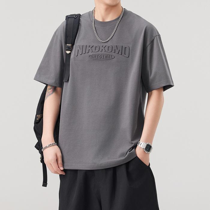 

Новая летняя мужская хлопковая футболка с круглым вырезом, модная свободная футболка с коротким рукавом 4XL