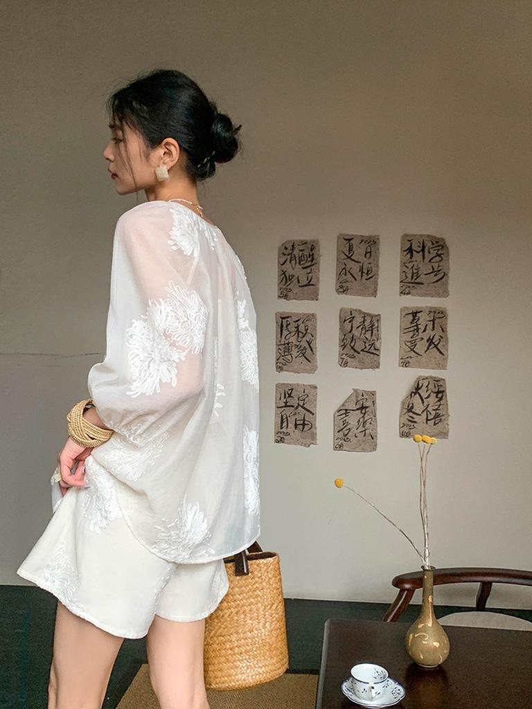 Summer New Tea Style Outfit Chiffon Chinese Traditional Folk Style Fashion Fresh Travel Set Dress