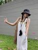 Womens Summer Embroidered Daisy Bucket Hat Washed Effect Wide Brim Sun Hat For Outdoor Beach Travel