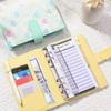 A6 PU-Leder Binder Economy 6-Ring Notizbuch, Stilvolles Design, Persönlicher Notizbuch-Binder Einband, Kann zur Aufbewahrung von Bargeld-Budget verwendet werden