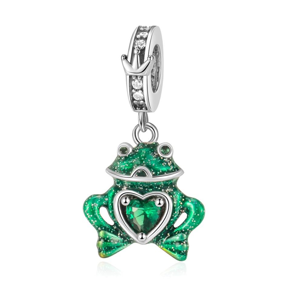 Kupfer Original Grüne Serie Niedlicher Frosch Regenschirm Anhänger Perle Liebe Anhänger Passend für Armband Schmuck Geschenk Herstellung