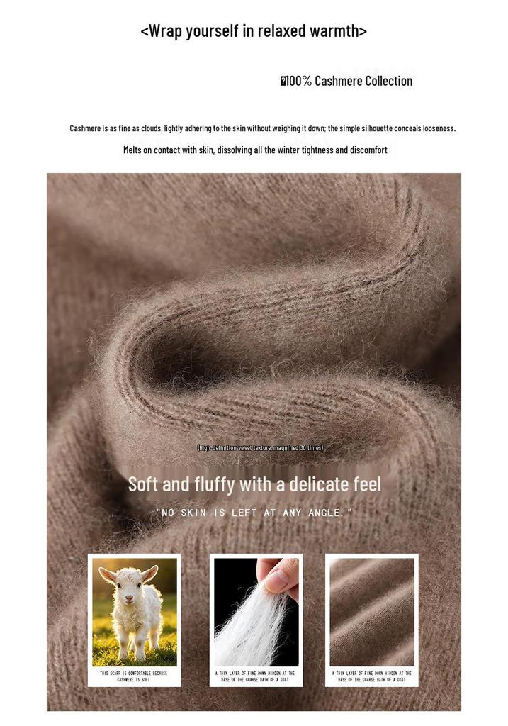 Lekasha Women's Pure Cashmere Round Neck Sweater - Loose, Solid Color, Warm Base Layer for Autumn and Winter