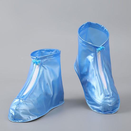 1 Pair Waterproof Shoe Covers Rainproof Shoe Protectors with Zipper And Drawstring Anti-Slip Sole Overshoes for Men Women Rain Snow Mud Protection