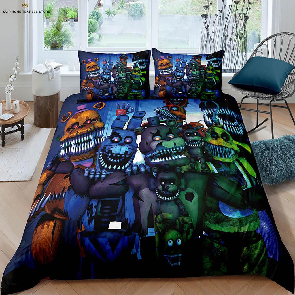 Dark Game Cartoon Print Quilt Cover Dormitory Children's Room Bedding Set Quilt Cover Pillowcase 100% Polyester 3 Pieces