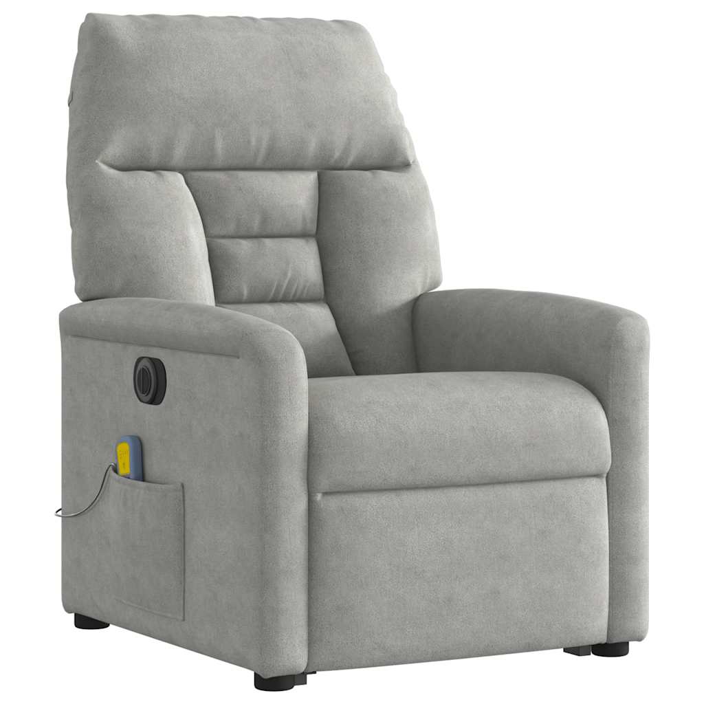 Electric Recliner Chair with Lift Assistance Light Gray Microfiber Fabric
