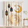 Golden Mandala Floral Curtains Flat Cartoon Lantern Stars Moon Print Polyester Fiber Ramadan Eid Window Decor Curtain Set Of 2 Made Washable
