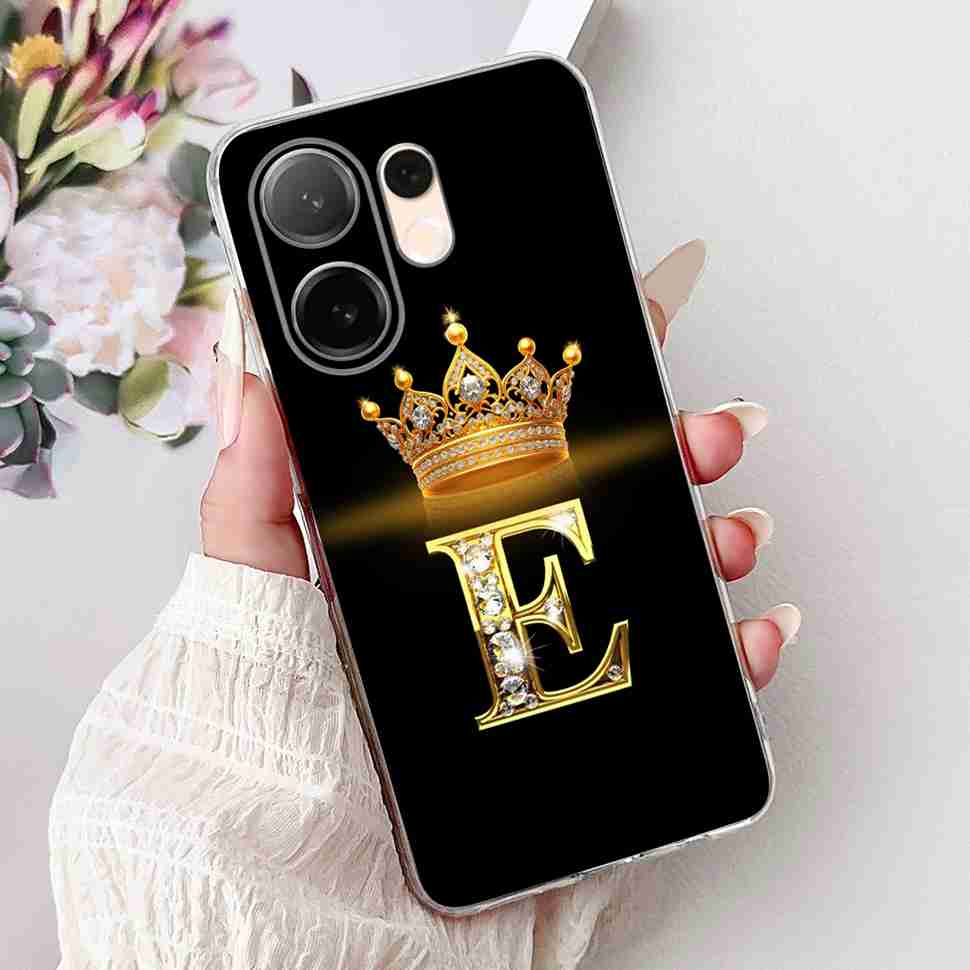 For vivo V60 5G 6.67" Case Popular Letters A-Z Crown Soft Silicone TPU Cover For Vivo v60 5G VIVO V2511 Bumper Phone Shell Coque