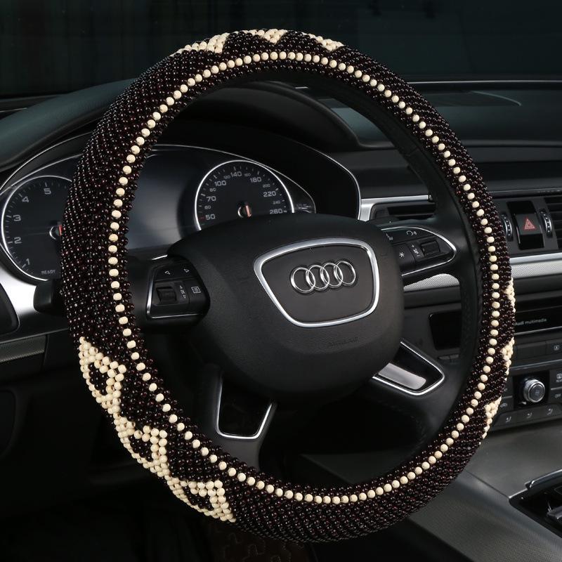 Golden Bead Wooden Bead Series Handwoven Non-slip Steering Wheel Cover