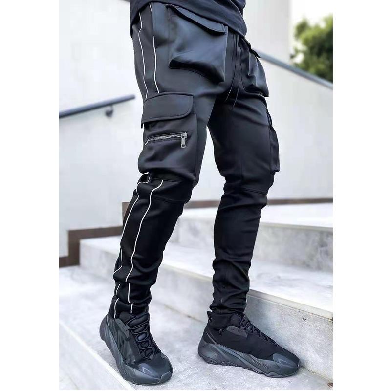 

Men s Reflective Loose Straight Sports Pants for Spring and Autumn - Casual Streetwear, Running, Training L