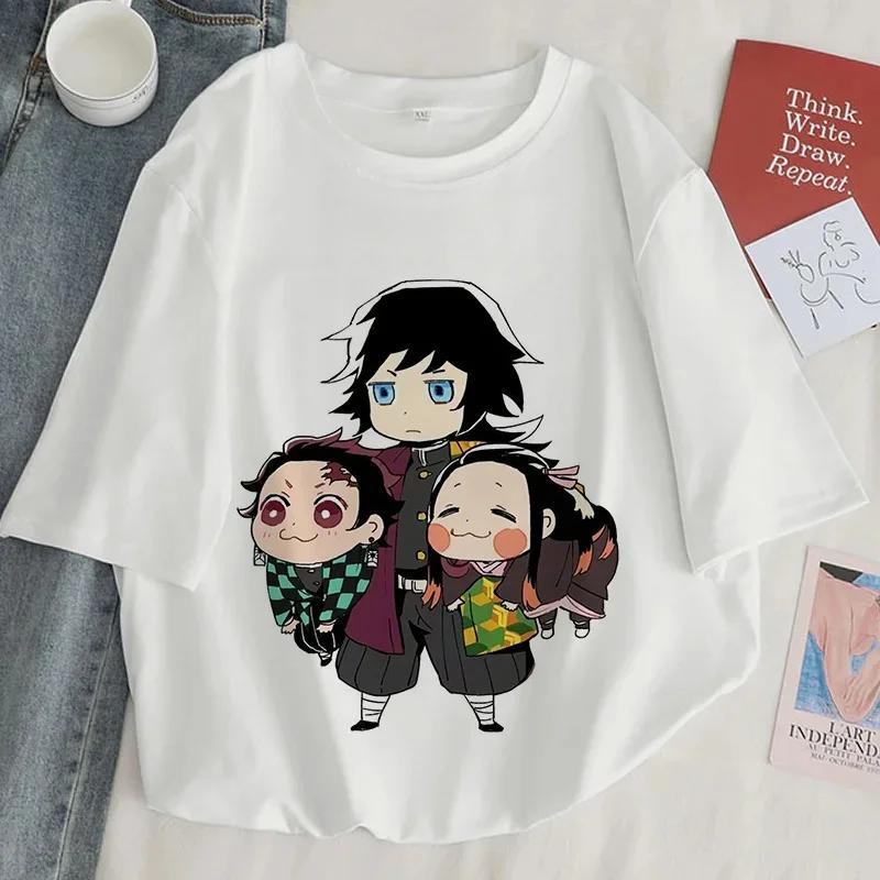 Demon Slayer Printed T-Shirt Harajuku Women's Aesthetic Top T-Shirt Japanese Casual Anime Ullzang Women's T-Shirt Summer T-Shirt