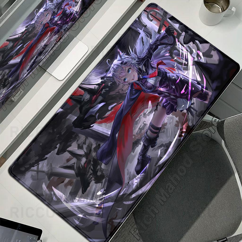 Arknights Mauspade Anime Mädchen Lappland Mauspade Gamer Große Schreibtischunterlage Mit Verriegeltem Rand XXL Gaming Teppich PC Tastatur Zubehör