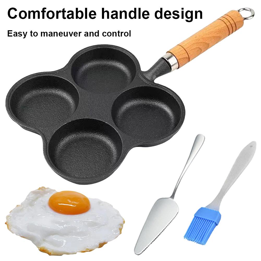 4 Cup Cast Iron Egg Frying Pan for Breakfast Pancake Pan Egg Cooker Pan Omelette Pan Suitable for Gas Stove & Induction Cookware