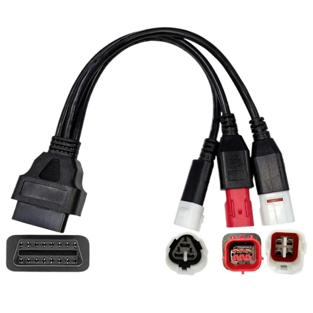 16Pin OBD Splitter Cable 1 To 3 3P+4Pin+6Pin For Honda Yamaha Motorcycle Diagnostic Cable V1W4