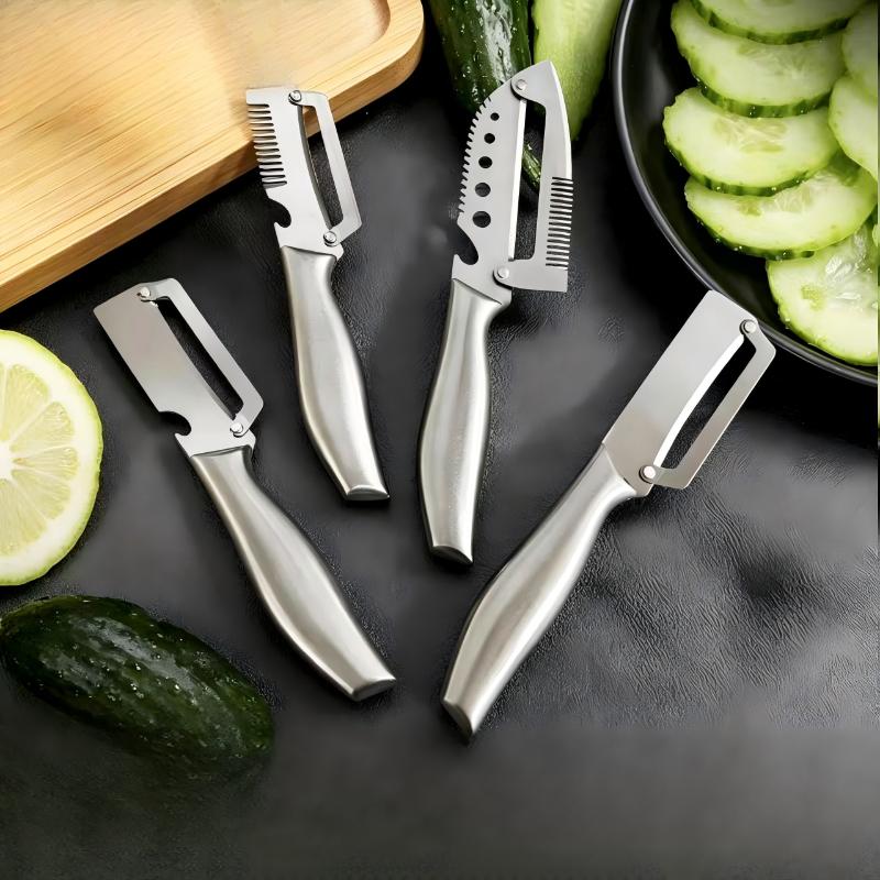 Multi-Functional Vegetable Peeler For Kitchen With Stainless Steel Handle And Bottle Opener, 5 In 1 Stainless Steel Green Onion