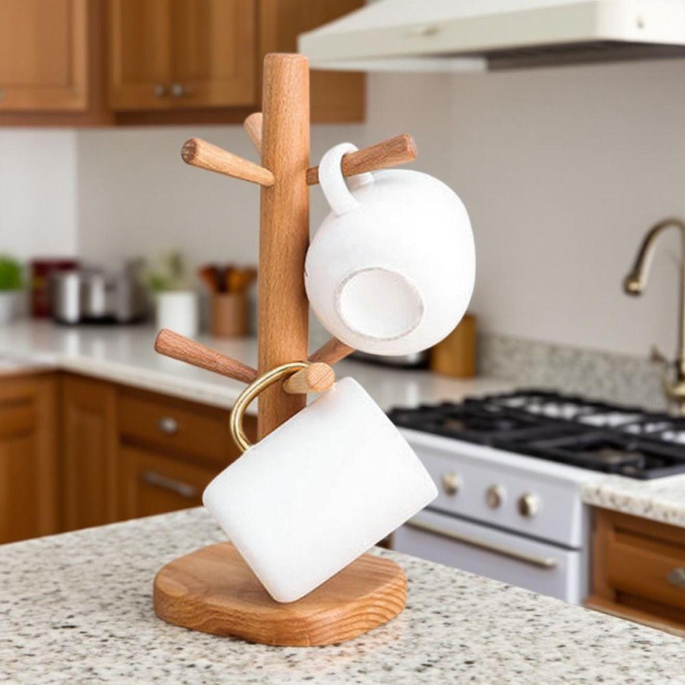 Tree Shape Mug Hanging Display Rack 6 Hooks Tabletop Drinkware Shelf  Countertop Display