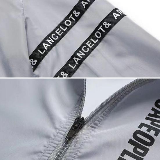 Men Summer Sun Protective Jacket Hooded Long Sleeve Zipper Placket 360-Degree Sun Protection Coat Ice Silk Thin Loose Fit Fishing Outerwear