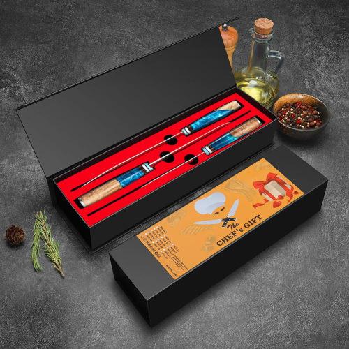 KyushuBlade 3-Piece Damascus Knife Set (Santoku Knife, Gyuto Knife, and Petty Knife) Professional Damascus Knife Set. This versatile kitchen knife set