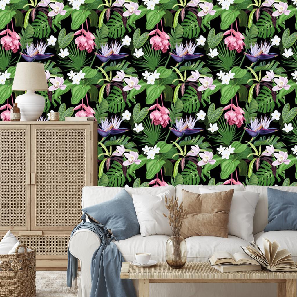 Exotic Palm Leaves Wallpaper for Living Room and Bedroom 50x1000