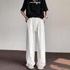 American retro white jeans men's summer new trendy brand basic solid color straight pants loose casual pants