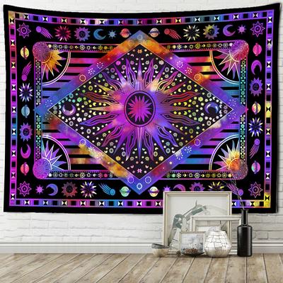 Arazzo Sole Ardente, Arazzo da Parete, Stile Bohemien, Hippie, Tappeto, Stregoneria, Mandala, Decorazione per la Casa, Sfondo