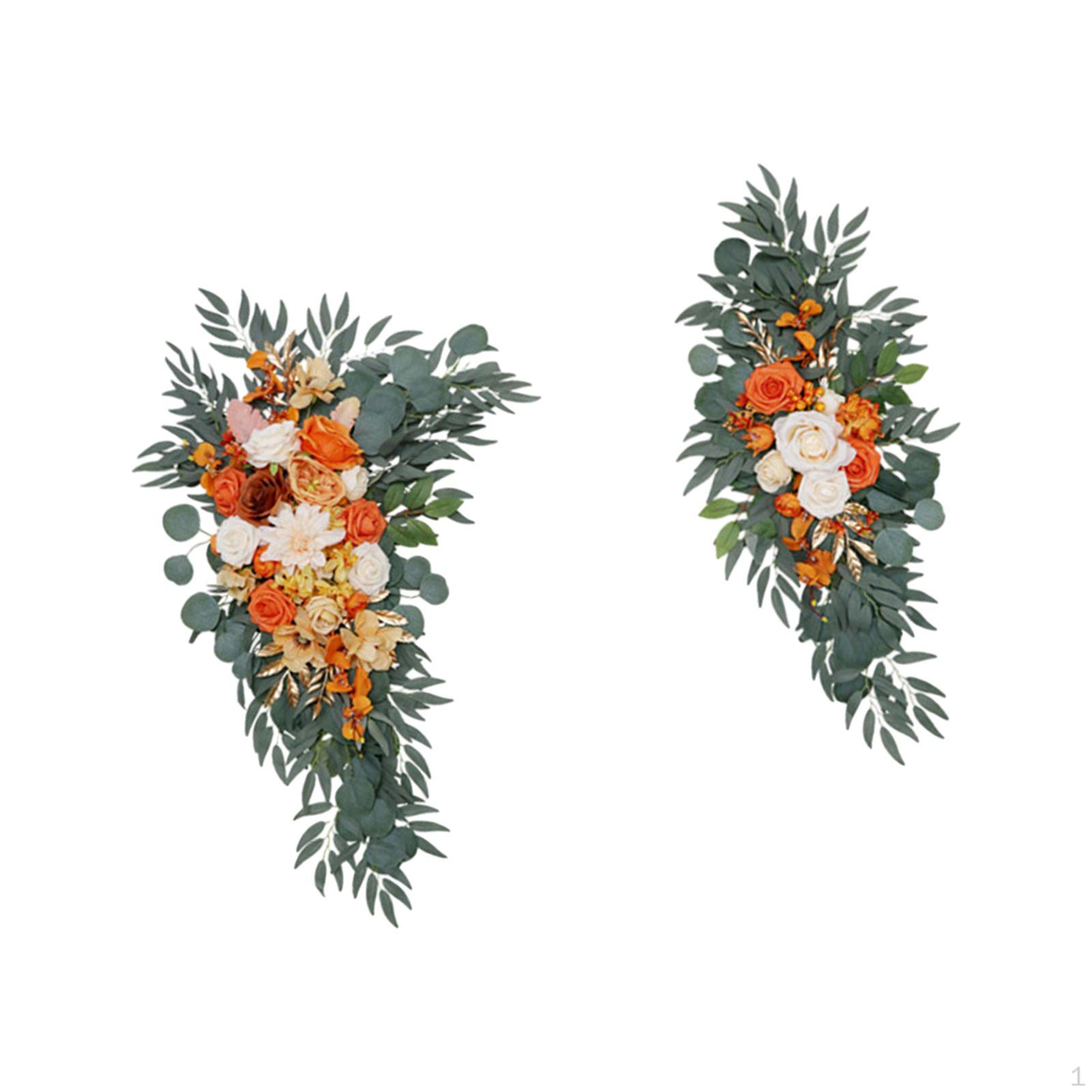 

2 шт., свадебная арка, цветы, искусственные цветочные сувениры, деревенский ручной работы, зеленые листья, приветственный знак Orange