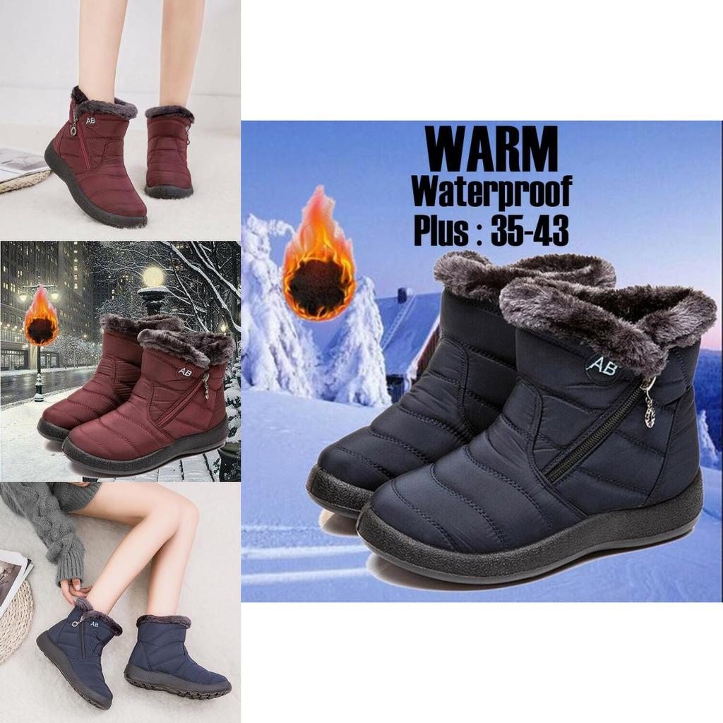 Stylish Womens Winter Warm Shoes Snow Boots With Soft Fur-lining Waterproof Design