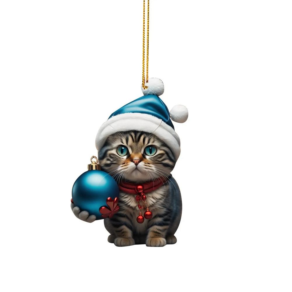 8 Stück süße Katze zum Aufhängen, Dekoration, Party, Festival, Acryl, Katzenornament, Weihnachtsbaum-Anhänger