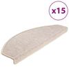 VidaXL Tapis d'escalier 15 pièces 65 x 24 x 4 cm Taupe Demi-rond Grand 133890
