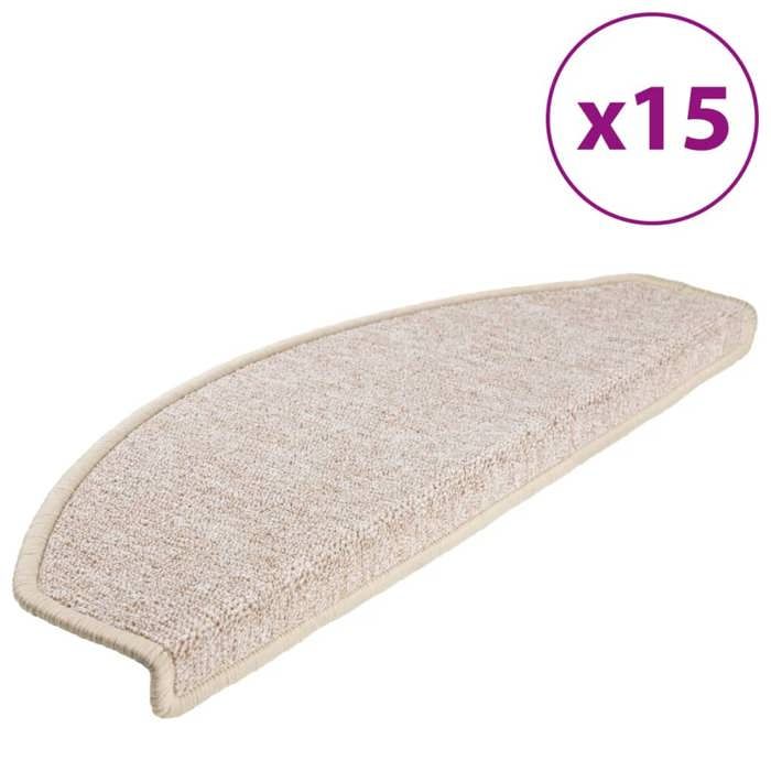 VidaXL Tapis d'escalier 15 pièces 65 x 24 x 4 cm Taupe Demi-rond Grand 133890