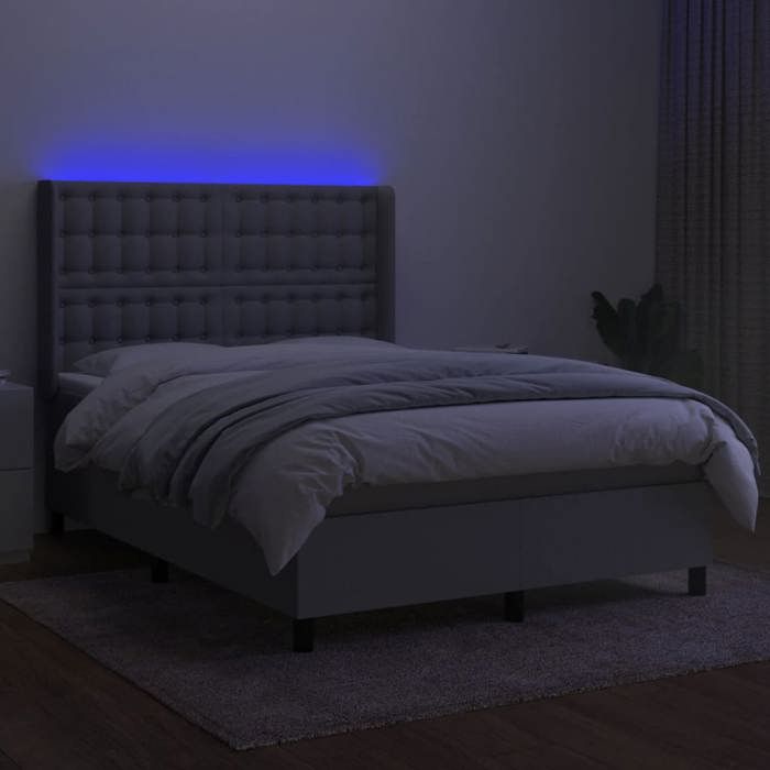 VidaXL Sommier à Lattes de Lit avec Matelas et LED, Lit Rembourré, Lit Double, Lit Adulte de Chambre à Coucher Intérieur, 3138629