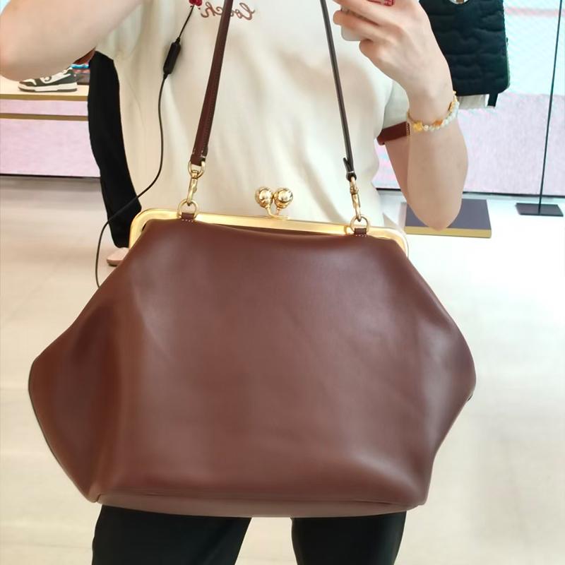 Luxury Design Clip Bag Fashion Largecapacity Frame Handbag Spacious Carryall Women Versatile Shoulder Vintage Shell Clutch Purse