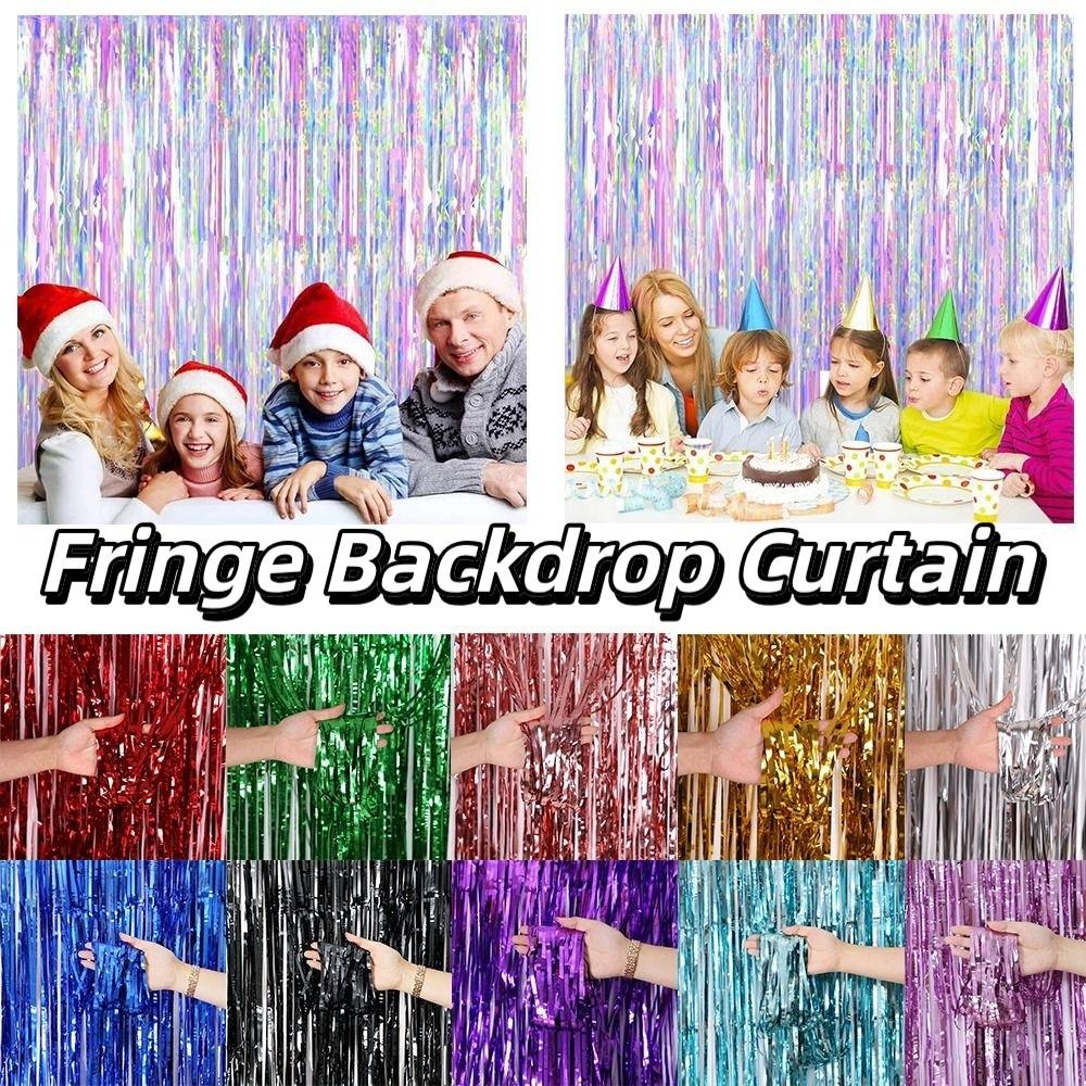 Glitter Streamers Tinsel Curtain Colorful Fringe Backdrop Curtain Birthday Party