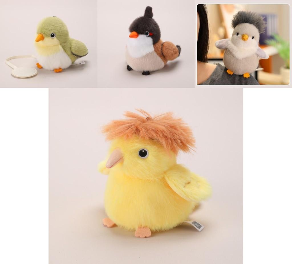 Simulated Island Canary White Eye Red Whiskered Bulbul Plush Toy Doll For School Bag And Mobile Decoration