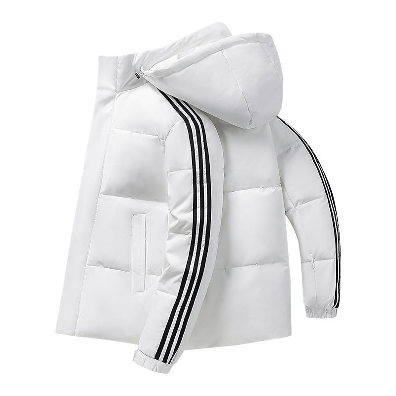 Унисекс пуховик Adidas с капюшоном и тремя полосками - Модный зимний пальто XXL белый