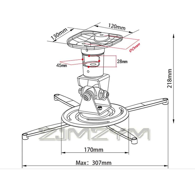 Projector Ceiling Bracket Universal 360 Degrees Swivel Adjustment Extendable Arms Hanger For Epson Optoma Benq Projector