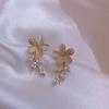 Japan and Korea fashion new opal earrings creative flower simple temperament earrings versatile exquisite trendy earrings