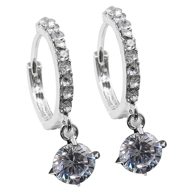 Gold Filled Heart White Cubic Zirconia Crystal Hoop Clip On Earrings