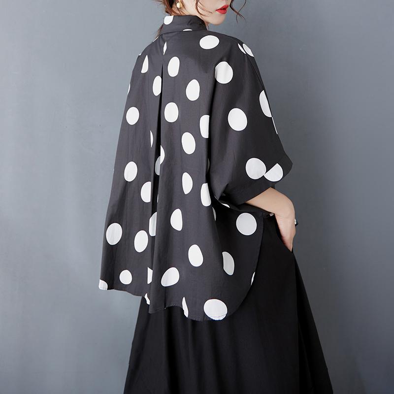 Dimanaf 2025 Plus Size Νέα Καλοκαιρινή Μπλούζα με Μανίκια Batwing Casual Γυναικεία Ριχτά Μπλούζες Πουκάμισα Polka Dot