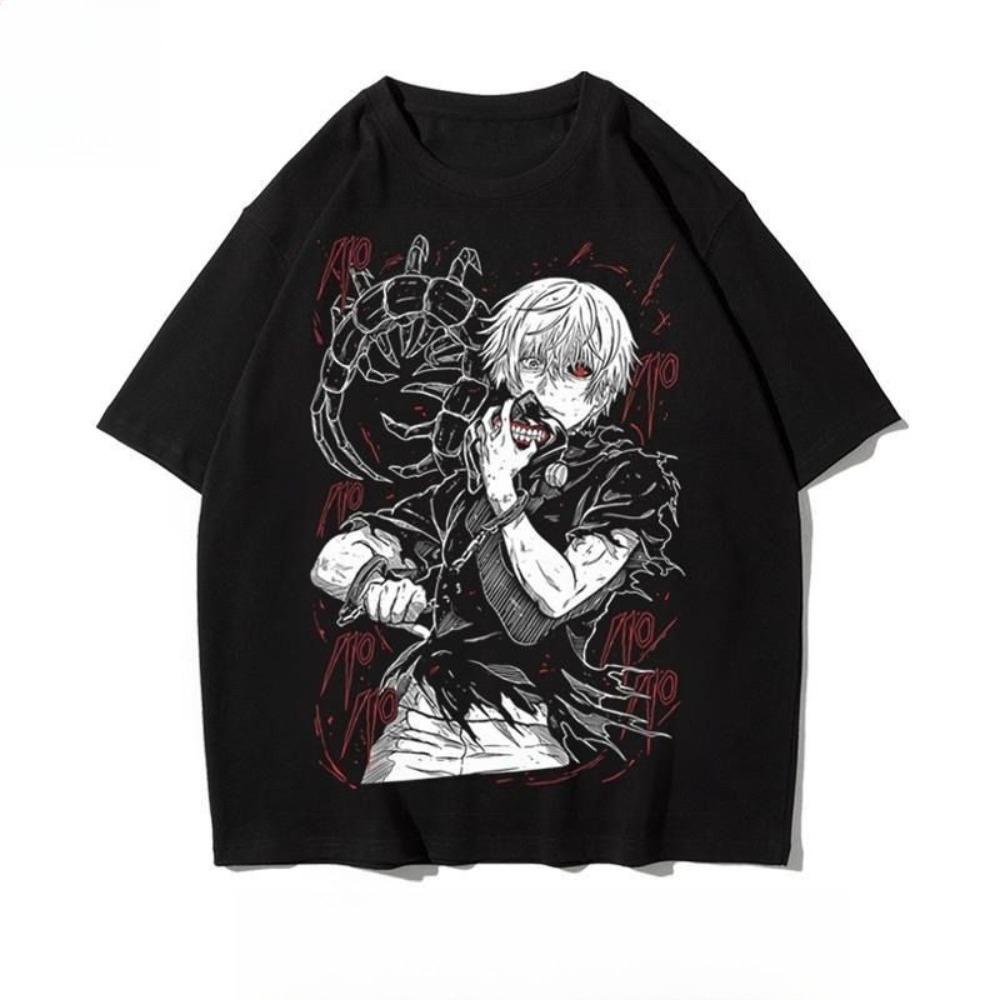 

The Latest Jinmuyan Japanese Animation Printing Short-sleeved American Retro Loose Vintage High Street Guochao T-shirt 4XL